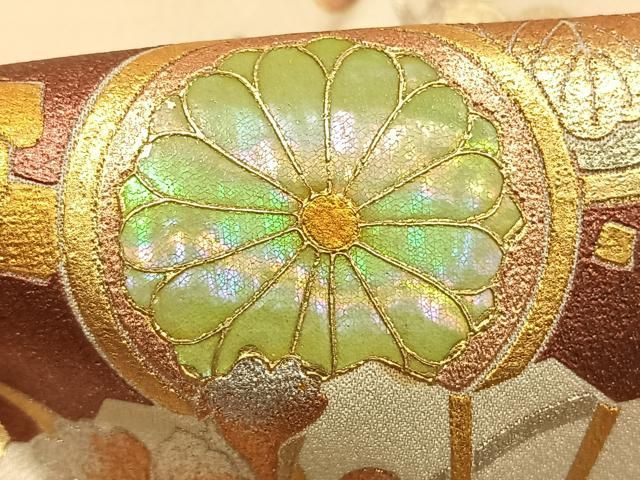 平和屋着物●金彩友禅 卓越技能者・名工・和田光正 訪問着 螺鈿 扇面花文 暈し染め 金銀彩 正絹 逸品 AABM8683fy