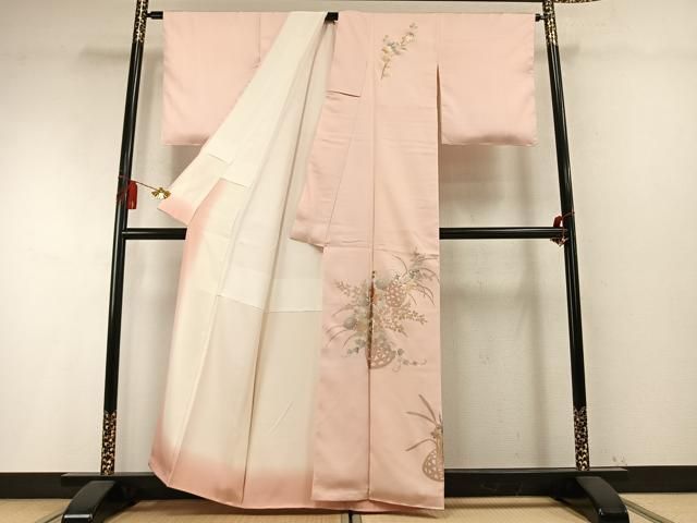 平和屋着物●金彩友禅 卓越技能者・名工・和田光正 訪問着 草花文 金銀彩 正絹 逸品 AABM8686fy