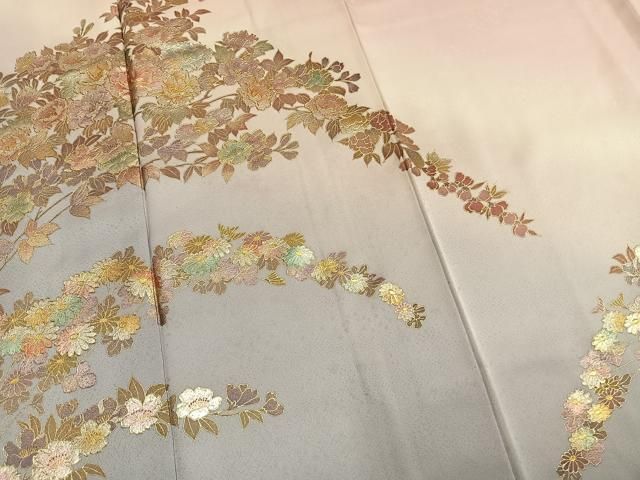 平和屋着物●金彩友禅 卓越技能者・名工・和田光正 訪問着 草花文 暈し染め 金銀彩 正絹 逸品 未使用 AABM8688fy