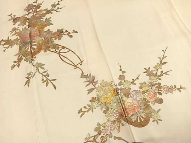 平和屋着物●金彩友禅 卓越技能者・名工・和田光正 訪問着 片輪車花文 金銀彩 正絹 逸品 AABM8693fy