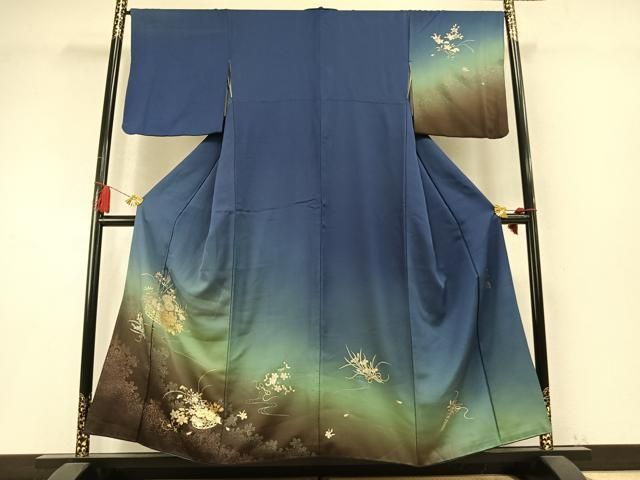 平和屋着物●金彩友禅 卓越技能者・名工・和田光正 訪問着 草花文 暈し染め 金銀彩 正絹 逸品 AABM8696fy
