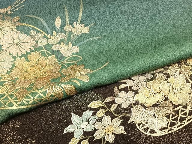 平和屋着物●金彩友禅 卓越技能者・名工・和田光正 訪問着 草花文 暈し染め 金銀彩 正絹 逸品 AABM8696fy