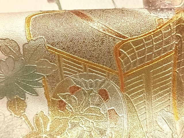 平和屋着物●金彩友禅 卓越技能者・名工・和田光正 訪問着 松竹梅 御所車花文 暈し染め 金銀彩 正絹 逸品 AABM8698fy