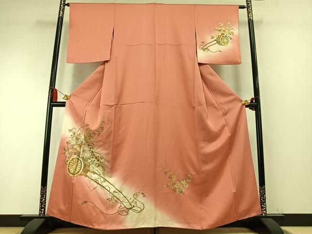 平和屋着物●金彩友禅 卓越技能者・名工・和田光正 訪問着 片輪車花文 暈し染め 金銀彩 正絹 逸品 AABM8703fy