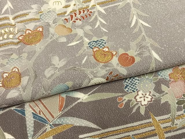 平和屋着物●訪問着 駒刺繍 草花文 暈し染め 金彩 正絹 逸品 AABM8714fy