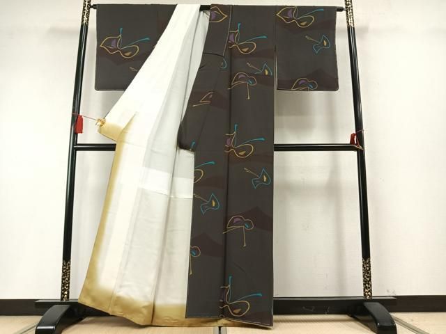 平和屋着物●上質な小紋 舞蝶文 正絹 逸品 未使用 AABM8719fy