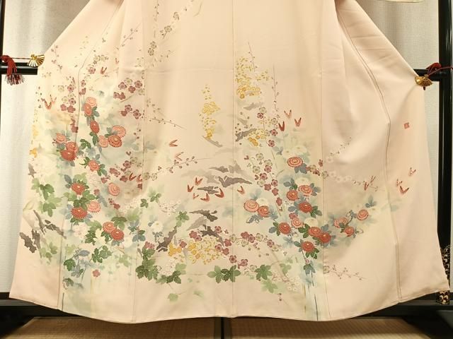 平和屋着物●本加賀友禅作家 東藤岳 訪問着 草花文 正絹 逸品 AABM8724fy