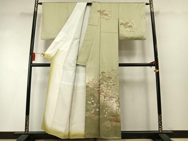 平和屋着物●訪問着 松竹梅 御所車花文 暈し染め 金彩 正絹 逸品 AABM8737fy
