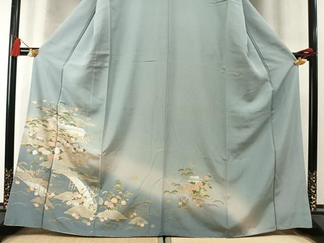 平和屋着物●訪問着 風景花文 暈し染め 金彩 正絹 逸品 AABM8738fy