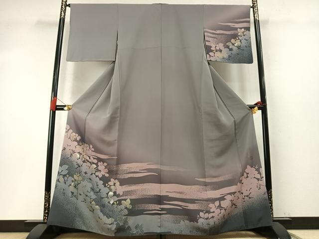 平和屋着物●訪問着 作家物 南天文 シルエット 暈し染め 金彩 正絹 逸品 AABM8740fy