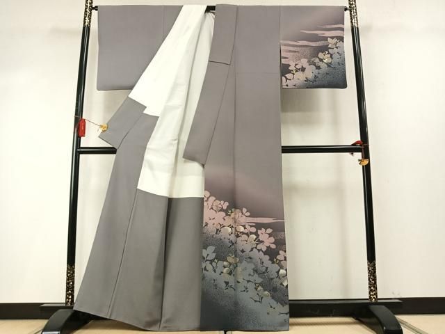平和屋着物●訪問着 作家物 南天文 シルエット 暈し染め 金彩 正絹 逸品 AABM8740fy