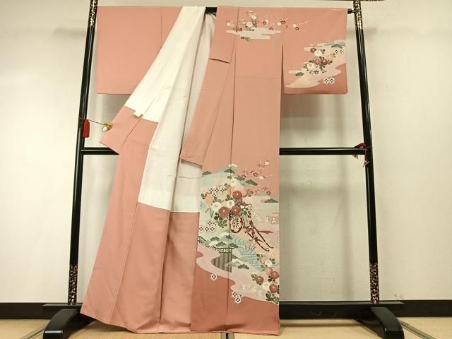 平和屋着物●訪問着 友禅 御所車花文 正絹 逸品 AABM8745fy