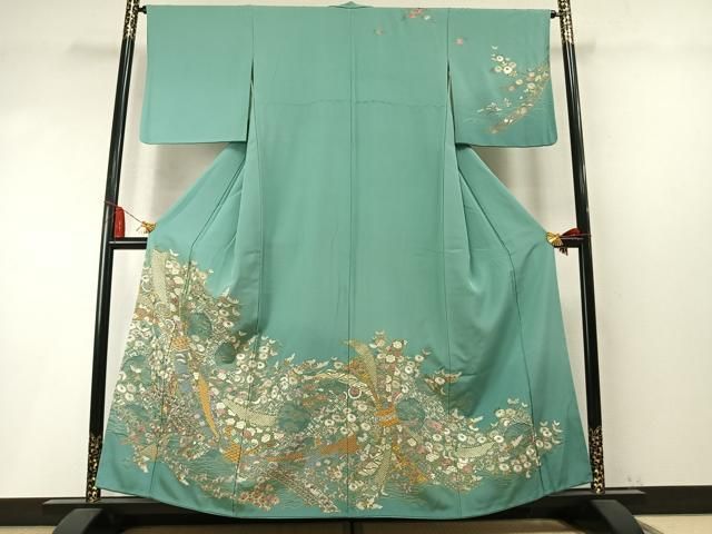 平和屋着物●中国三大刺繍 スワトウ刺繍 汕頭刺繍 総刺繍 訪問着 束ね熨斗花文 金銀糸 正絹 逸品 AABM8746fy