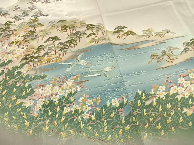 平和屋着物●本加賀友禅作家 茶谷孝志 色留袖 風景花鳥文 暈し染め 正絹 逸品 AABM8752fy