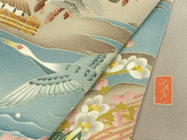 平和屋着物●本加賀友禅作家 茶谷孝志 色留袖 風景花鳥文 暈し染め 正絹 逸品 AABM8752fy