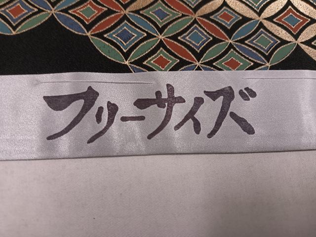 平和屋着物●豪華黒留袖 群れ鶴草花七宝文 金彩 仮絵羽 正絹 逸品 未使用 AABM8768ph