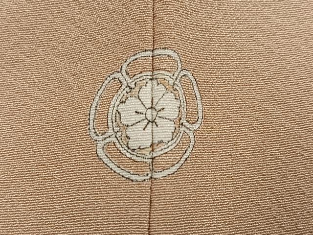 平和屋着物●上質な色無地 丁子色 丹後ちりめん 反端付き 正絹 逸品 AABM8784ph