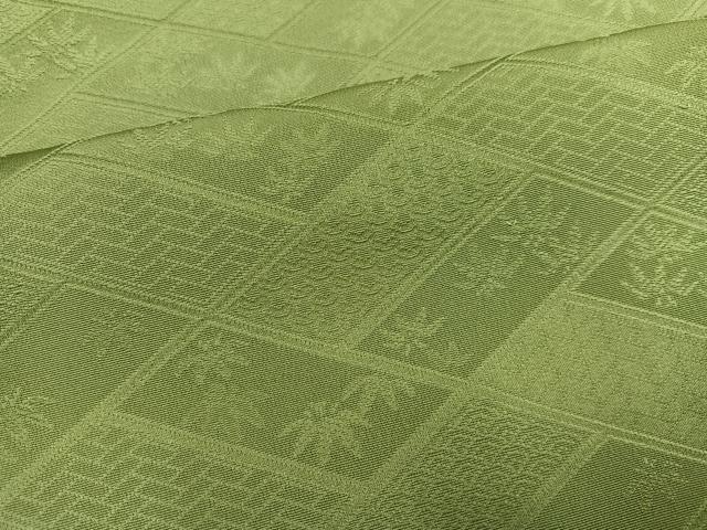 平和屋着物●上質な色無地 笹地紋 柳茶色 正絹 逸品 AABM8787ph