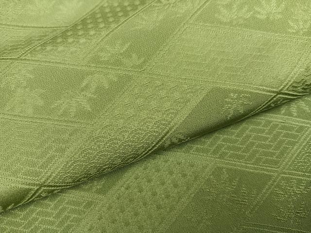 平和屋着物●上質な色無地 笹地紋 柳茶色 正絹 逸品 AABM8787ph