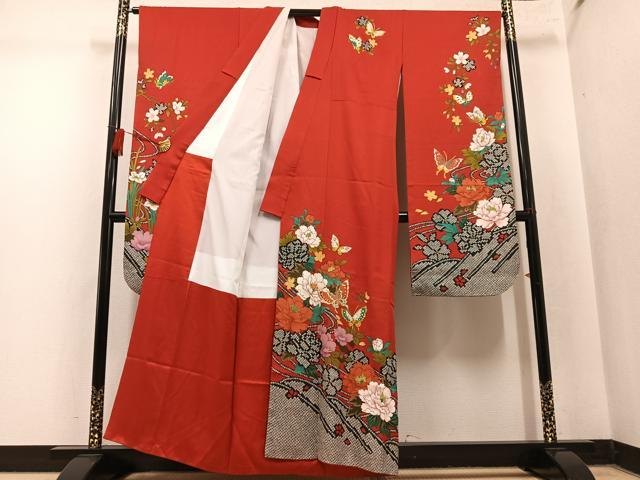 平和屋着物●豪華振袖 駒刺繍 花蝶文 金彩 正絹 逸品 AABM8789ph