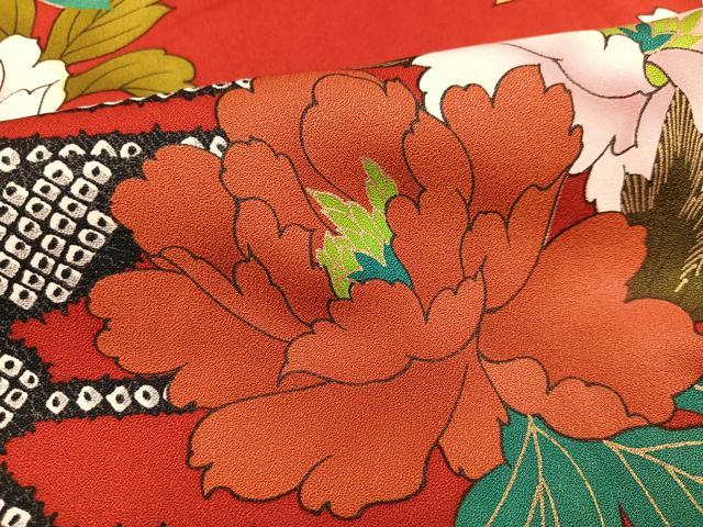 平和屋着物●豪華振袖 駒刺繍 花蝶文 金彩 正絹 逸品 AABM8789ph