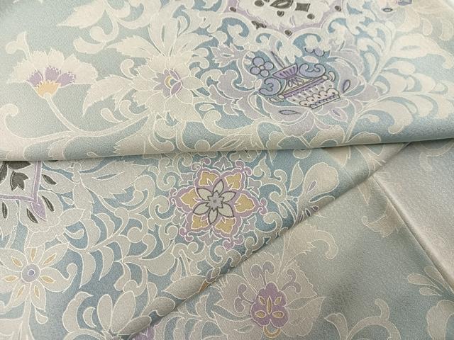 平和屋着物●上質な小紋 花唐草文 暈し染め 正絹 逸品 AABM8791ph