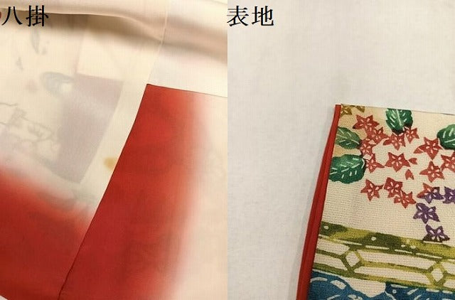 平和屋着物●上質な小紋 型染め 花鳥舞蝶文 正絹 逸品 AABM8792ph