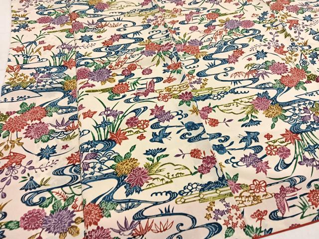 平和屋着物●上質な小紋 型染め 花鳥舞蝶文 正絹 逸品 AABM8792ph
