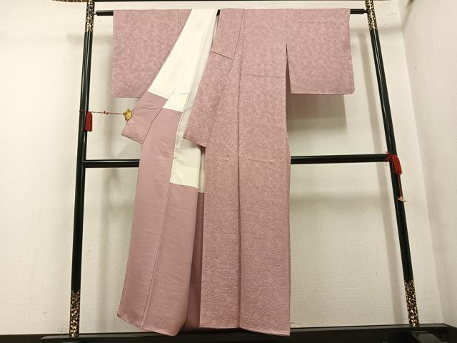 平和屋着物●上質な色無地 辻が花地紋 赤白橡色 正絹 逸品 未使用 AABM8794ph
