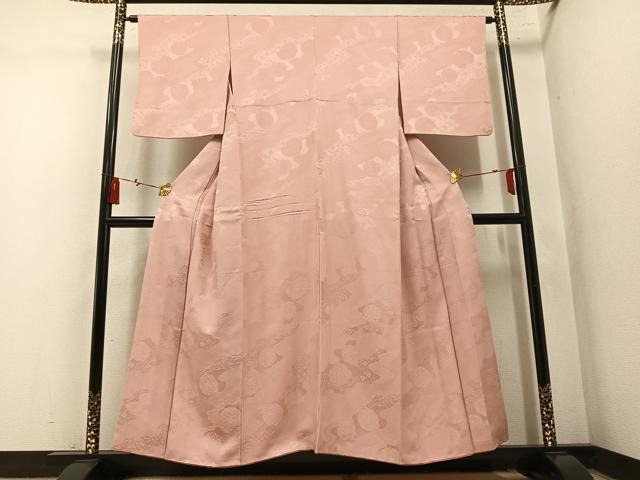 平和屋着物●上質な色無地 道長花地紋 赤香色 正絹 逸品 AABM8805ph