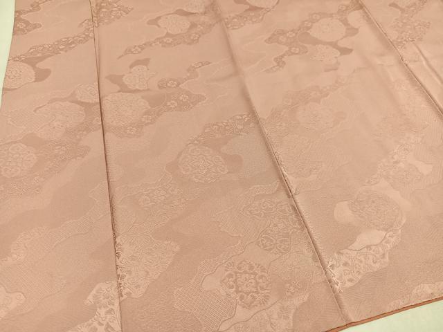 平和屋着物●上質な色無地 道長花地紋 赤香色 正絹 逸品 AABM8805ph