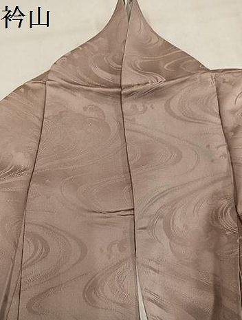 平和屋着物●上質な色無地 立波地紋 白茶色 正絹 逸品 AABM8806ph