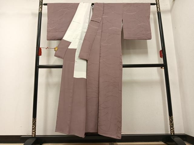 平和屋着物●上質な色無地 雪芝地紋 赤白橡色 正絹 逸品 AABM8807ph