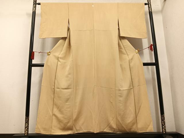 平和屋着物●上質な色無地 霞地紋 飴色 正絹 逸品 AABM8808ph