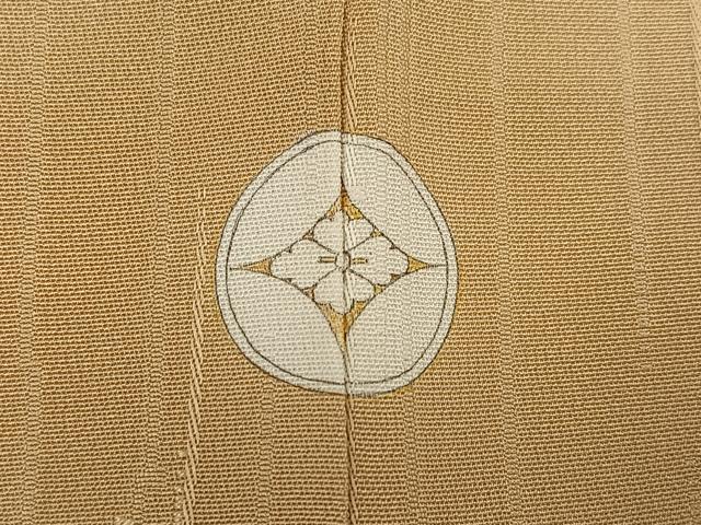 平和屋着物●上質な色無地 霞地紋 飴色 正絹 逸品 AABM8808ph