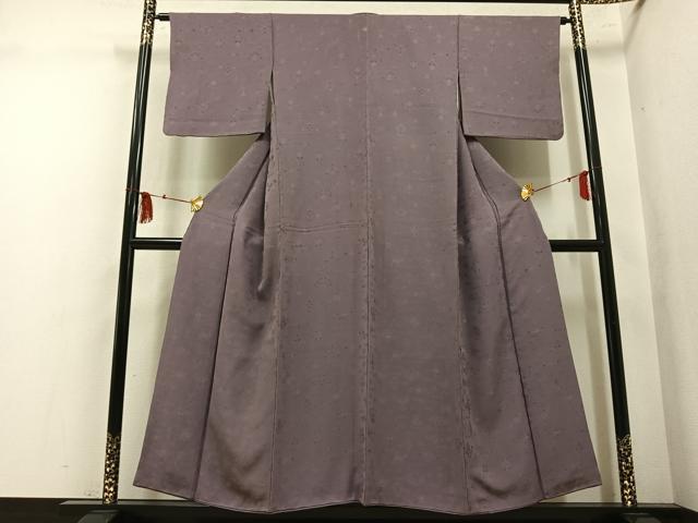 平和屋着物●上質な色無地 草花地紋 鳩羽鼠色 正絹 逸品 AABM8809ph