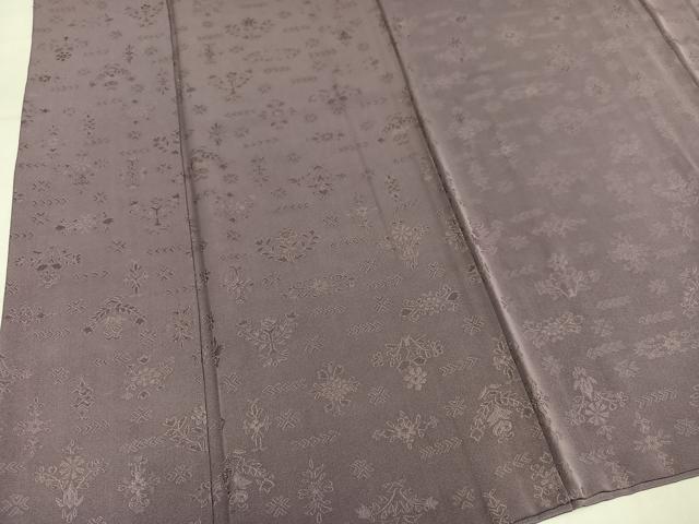 平和屋着物●上質な色無地 草花地紋 鳩羽鼠色 正絹 逸品 AABM8809ph