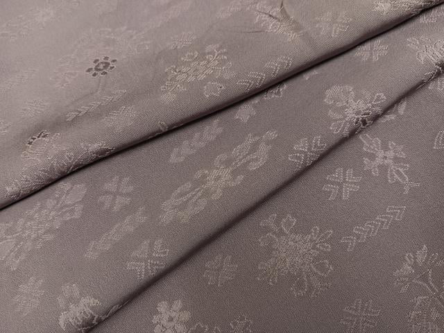 平和屋着物●上質な色無地 草花地紋 鳩羽鼠色 正絹 逸品 AABM8809ph