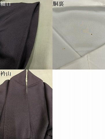 平和屋着物●上質な色無地 吉祥地紋 紫鼠色 さが美扱い 正絹 逸品 AABM8810ph