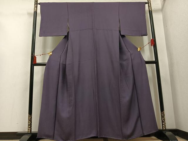 平和屋着物●上質な色無地 吉祥地紋 紫鼠色 さが美扱い 正絹 逸品 AABM8810ph