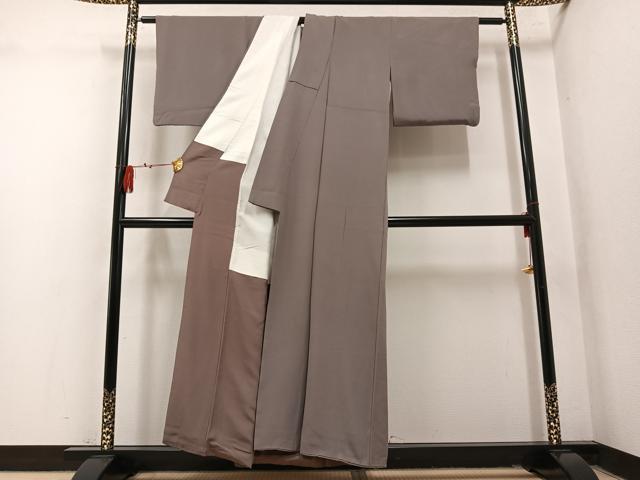 平和屋着物●上質な色無地 胡桃染色 正絹 逸品 AABM8811ph
