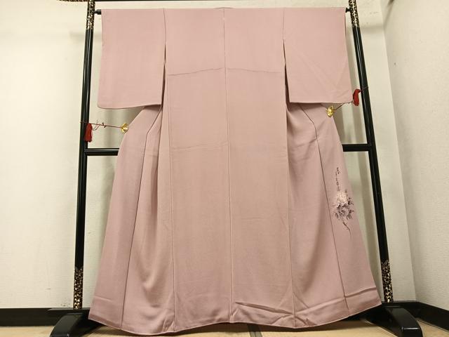 平和屋着物●二代目清次郎監修 手描き 色無地 水柿色 鬼しぼ縮緬 正絹 逸品 AABM8822ph