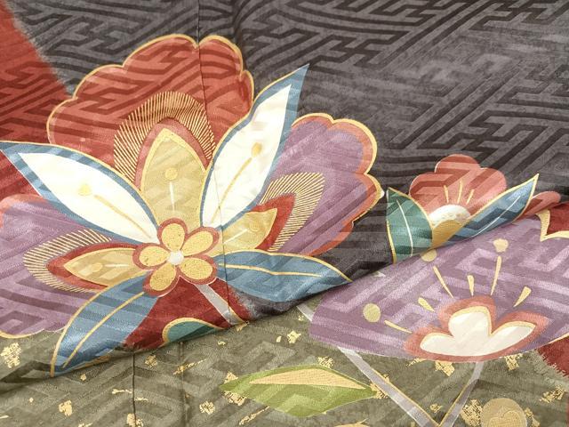平和屋着物●豪華振袖 枝花文 金彩 正絹 逸品 未使用 AABM8824ph