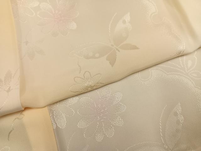 平和屋着物●長襦袢 無双仕立て 花蝶地紋 暈し染め 正絹 逸品 AABM8829ph