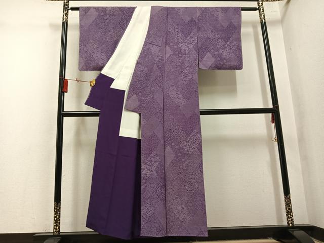 平和屋着物●江戸小紋 花唐草文 正絹 逸品 AABM8833ph