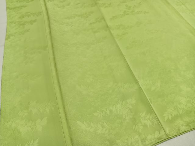 平和屋着物●上質な色無地 草花地紋 若菜色 正絹 逸品 未使用 AABM8844ph