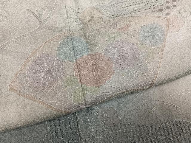 平和屋着物●中国三大刺繍 汕頭刺繍 スワトウ刺繍 総刺繍 訪問着 地紙花文 暈し染め 正絹 逸品 AABM8864ph