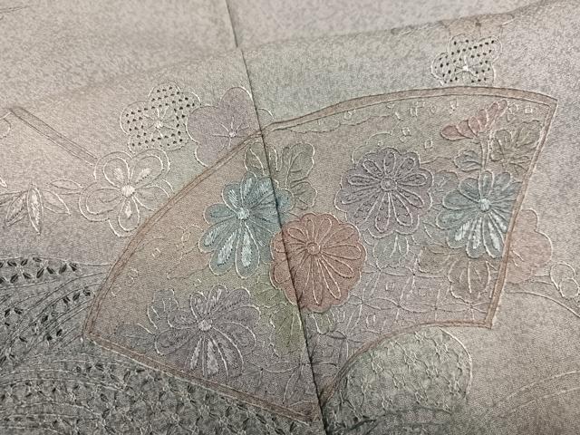 平和屋着物●中国三大刺繍 汕頭刺繍 スワトウ刺繍 総刺繍 訪問着 地紙花文 暈し染め 正絹 逸品 AABM8864ph
