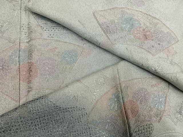 平和屋着物●中国三大刺繍 汕頭刺繍 スワトウ刺繍 総刺繍 訪問着 地紙花文 暈し染め 正絹 逸品 AABM8864ph