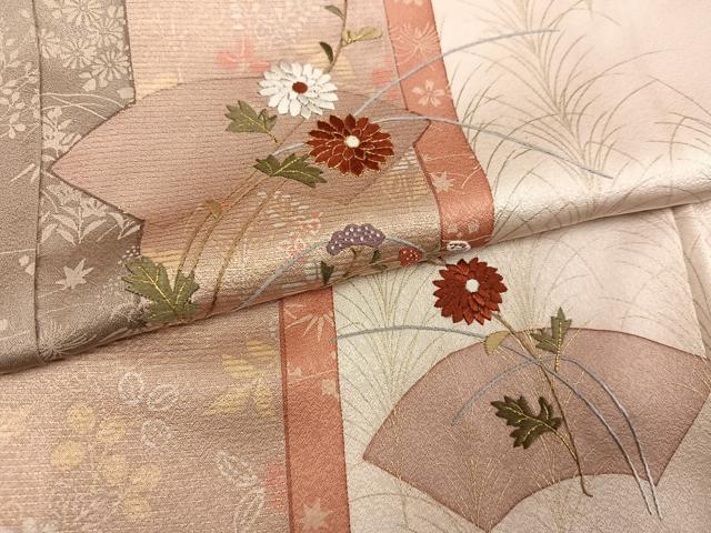 平和屋着物●訪問着 地紙花文 金彩 正絹 逸品 AABM8873ph